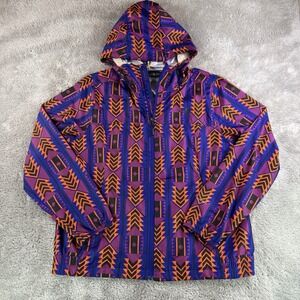 North Face WindWall Jacket Women's XL Purple Orange Hooded Geometric Print